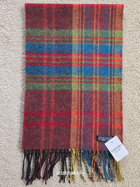 NWT Foxford Lambswool Scarf Plaid - Picture 1 of 9